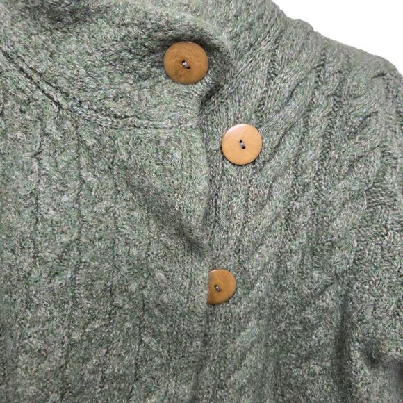 Carraig Donn Women 100% Merino Wool Green Cable Knit Sweater Ireland Heritage - Picture 3 of 12